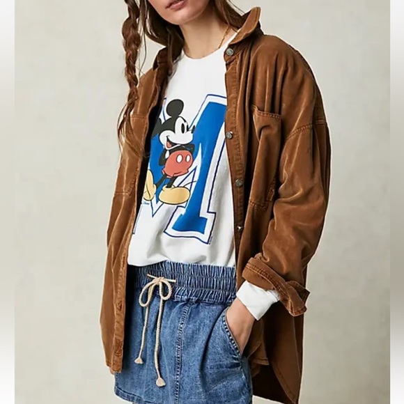 New We The Free x Free People Button Front Baby Corduroy Oversized Top /Jacket - Picture 8 of 15